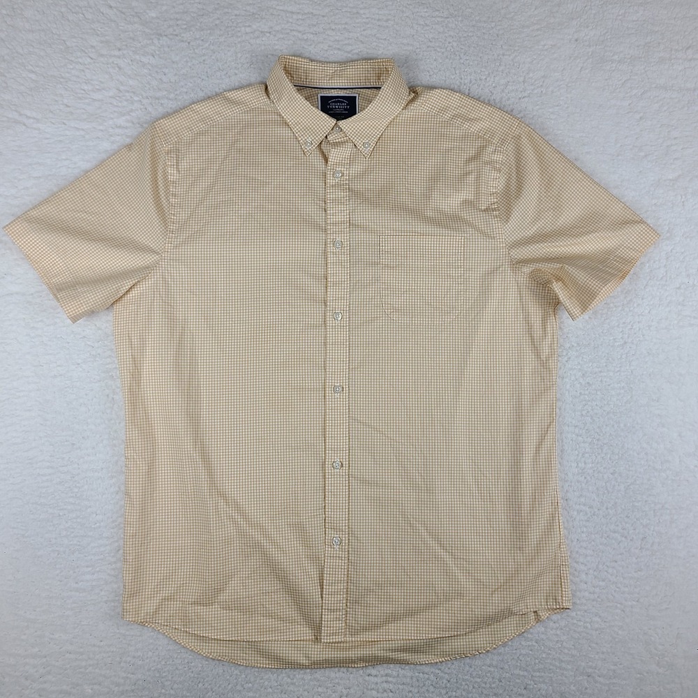 Charles Tyrwhitt Shirt Mens XL Pale Orange Classic Fit Non Iron Casual Button Up